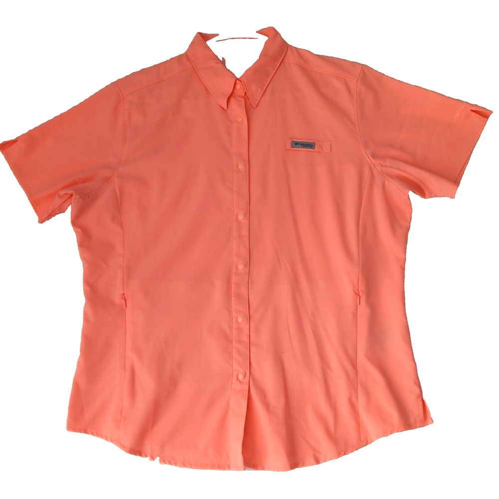 Columbia PFG  Tamiami Mens‎ Shirt XLarge Pink Mesh Fishing Vented Boat Push Lock